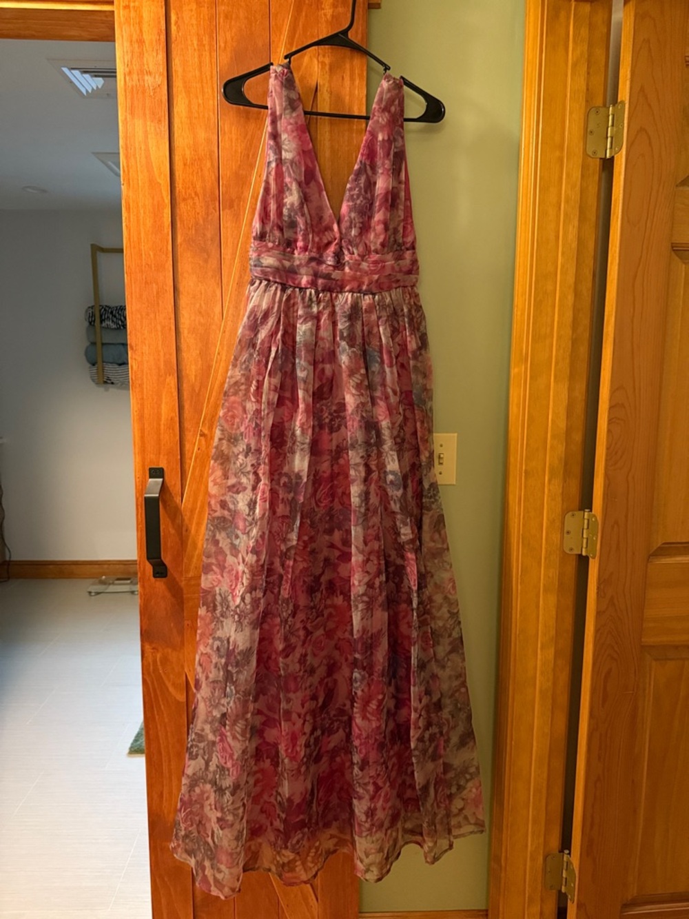 Lulu's Pink Floral V-Neck Maxi Dress